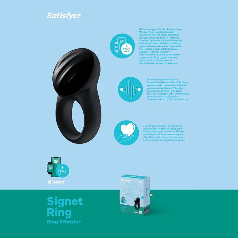 Satisfyer Signet Ring - App Controlled Vibrating Cock Ring - HOUSE OF HALFORD