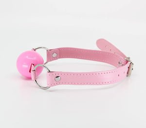 Berlin Baby Pink Leather Ball Gag - HOUSE OF HALFORD