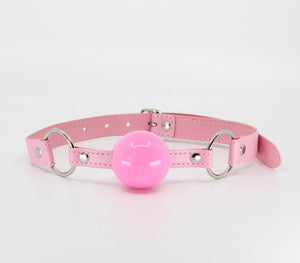 Berlin Baby Pink Leather Ball Gag - HOUSE OF HALFORD